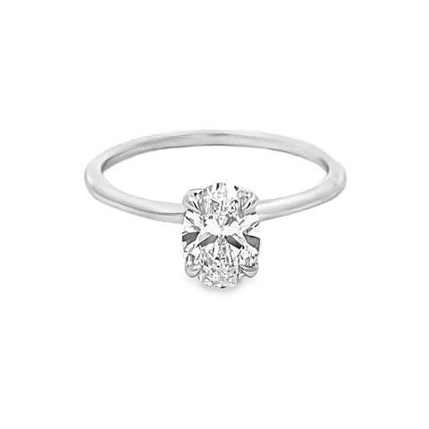 14K White Gold 1.0CT Lab Diamond Oval Engagement Ring