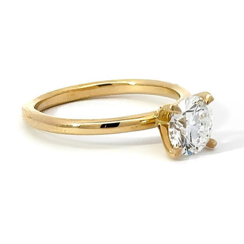 1.04 Carat Round Lab Grown Diamond Solitaire Ring in 14K Yellow Gold