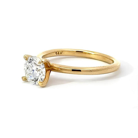 1.04 Carat Round Lab Grown Diamond Solitaire Ring in 14K Yellow Gold