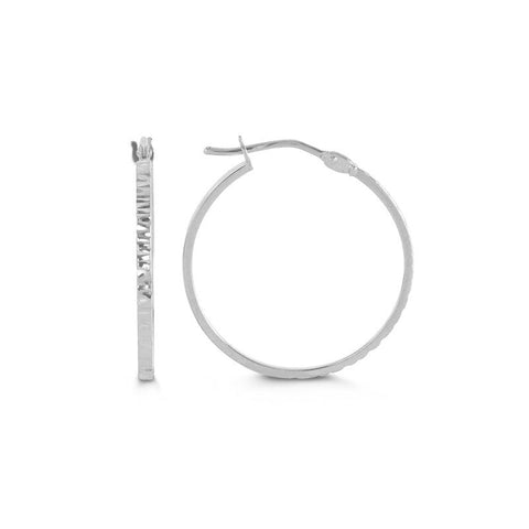 10 Karat White Gold Hoop Earrings