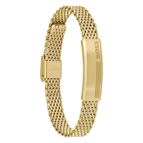 Hugo Boss Jewellery Mens Alen Gold IP Mesh Bracelet 1580610