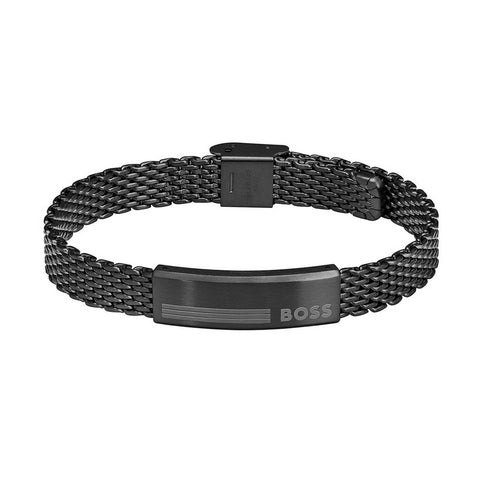 Hugo Boss Jewellery Men's Alen Black IP Mesh Bracelet 1580612