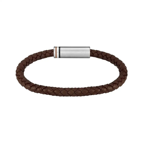 Hugo Boss Jewellery Men's Ares Single Braided Brown Leather Bracelet 1580623