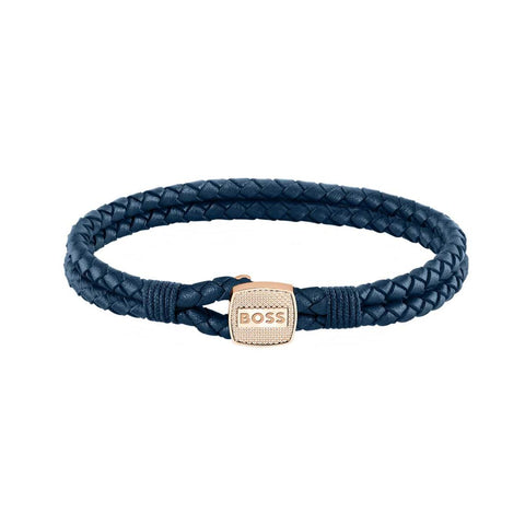 Hugo Boss Jewellery Men's Seal Blue Leather Bracelet 1580668M