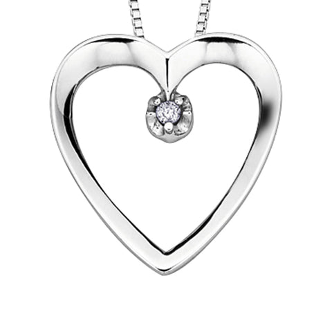 10K White Gold Diamond Heart Pendant