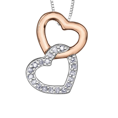 10k Rose and White Gold 0.06TDW Diamond Heart Pendant