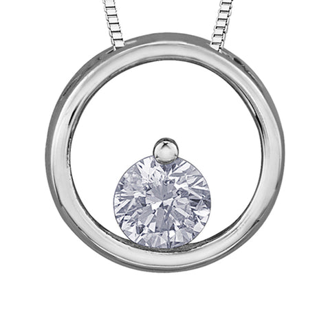 10K White Gold 0.075TDW Diamond Circle Pendant