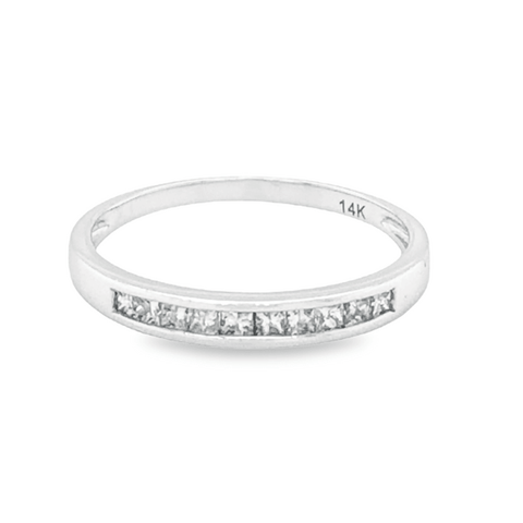 14K White Gold 0.25CT Princess Cut Diamond Wedding Band