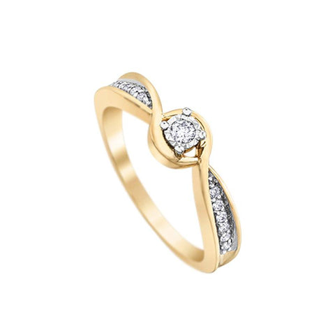 10K Yellow Gold 0.12TDW Diamond Illusion Promise Ring