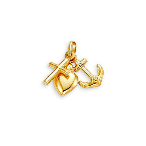 10K Yellow Gold Faith Hope Charity Pendant