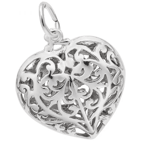 Filigree Sterling Silver Heart Charm