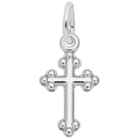 Sterling Silver Bottony Cross Accent Charm