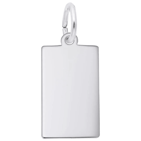 Sterling Silver Small Rectangle Dog Tag Charm