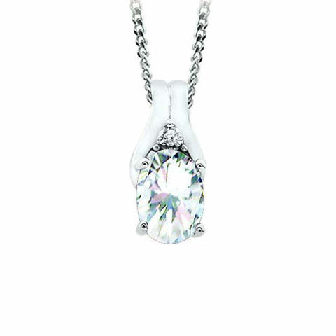 April Birthstone Pendant with Diamond Accent set in 10K White Gold