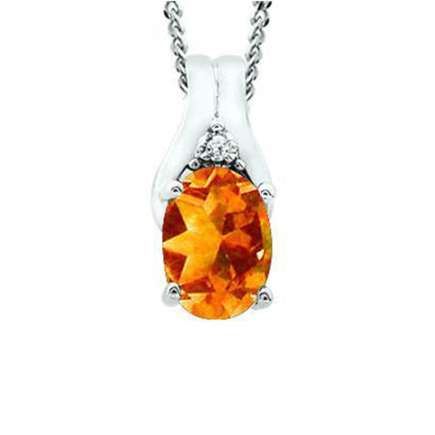 November Birthstone Pendant with Diamond Accent set in 10K White Gold