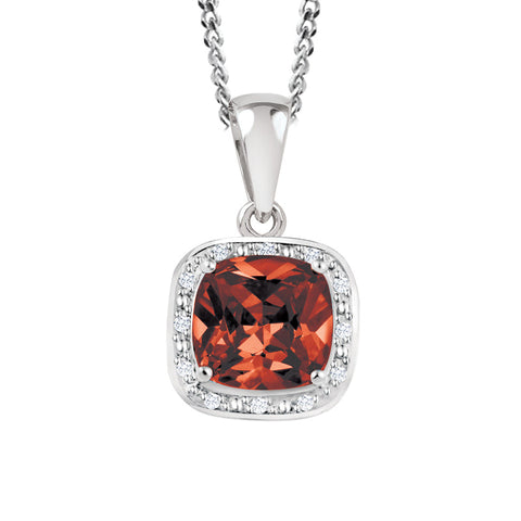 June Birthstone Pendant with Diamond Accent set in Sterling Silver