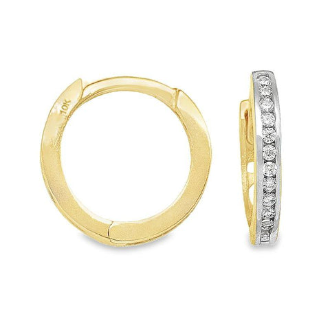 10k Yellow Gold CZ Huggie Hoop Earrings