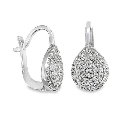 10K White Gold Fancy CZ French Back Earrings