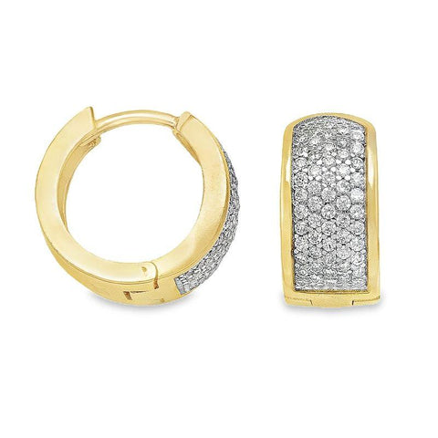 10k Yellow Gold CZ Huggies Hoop Earrings