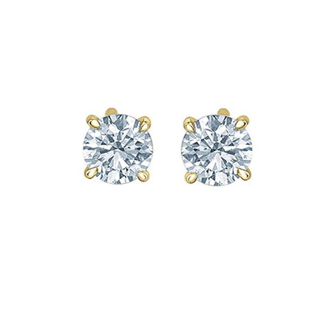 1.00TDW Lab Grown Diamond Solitaire Earrings in 14K Yellow Gold