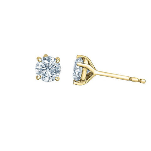 1.00TDW Lab Grown Diamond Solitaire Earrings in 14K Yellow Gold