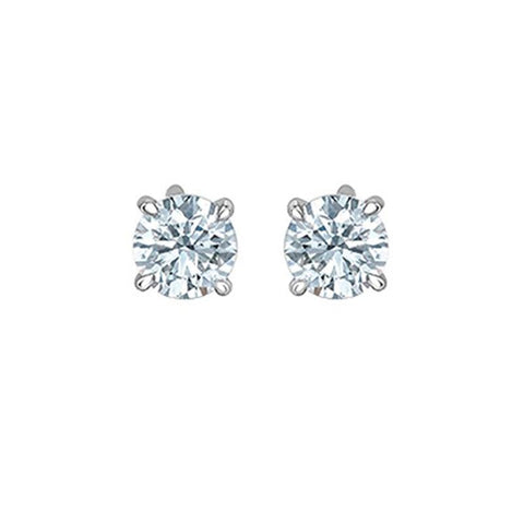 1.00TDW Lab Grown Diamond Solitaire Earrings in14K White Gold