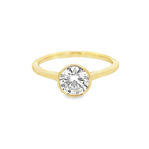 14K Yellow Gold 1.04CT Lab Grown Diamond Solitaire Bezel Ring