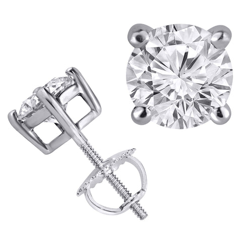 1.00DW Lab Diamond Solitare Earrings in 14K White Gold