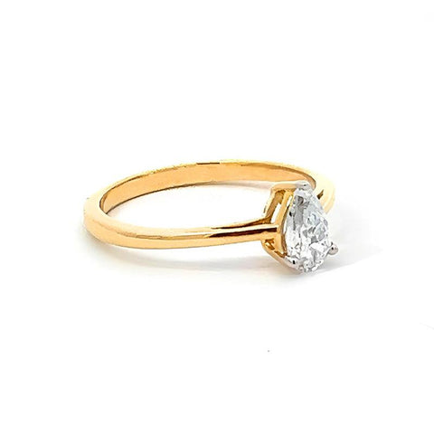 14K Yellow Gold 0.50CT Pear Lab Grown Diamond Ring