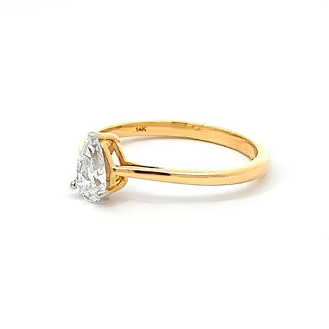 14K Yellow Gold 0.50CT Pear Lab Grown Diamond Ring