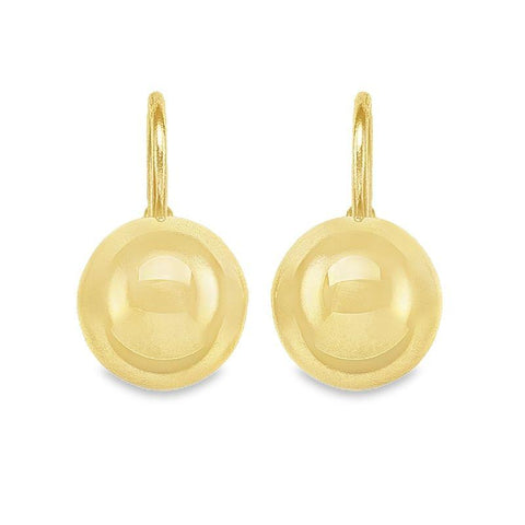 18K Yellow Gold High Polish French Back Ball Earrings