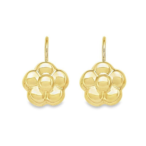 18K Yellow Gold Flower Shape French Back Earrings