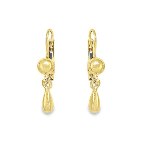 10K, 14K, 18K Yellow Gold High Polish Tear Drop Earrings