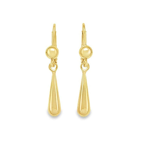 18K Yellow Gold High Polish Tear Drop Earrings