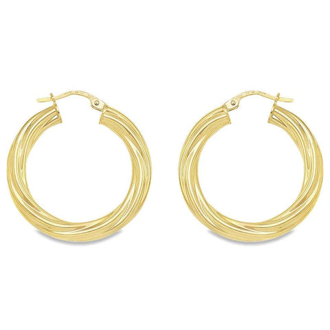 4MM Twisted Tube Hoop Earrings in 10K, 14K and 18K Yellow Gold