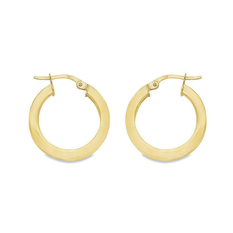 2.5 MM Square Tube Hoop Earrings In 10K, 14K and 18K Yellow Gold