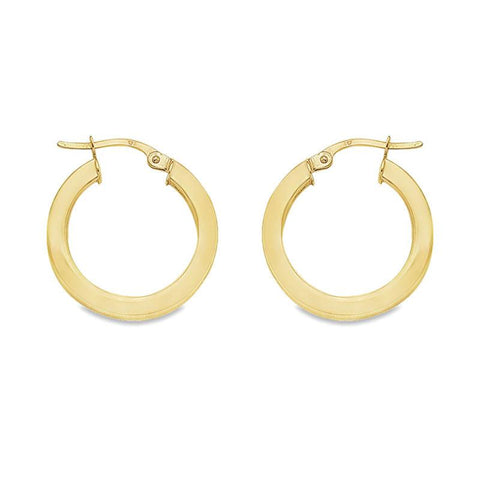 10K, 14K and 18K Yellow Gold 2.5 MM Square Tube Hoop Earrings