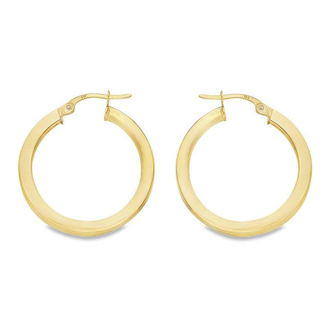 2.5 MM Square Tube 10K, 14K and 18K Yellow Gold Hoop Earrings