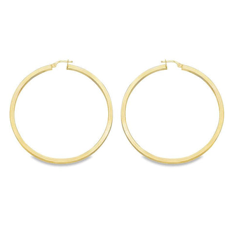 Square Tube 2.5 MM Hoop Earrings in 10K, 14K and 18K Yellow Gold