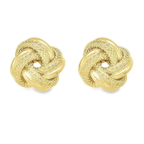 10K, 18K Yellow Gold Patterned Love Knot Earring