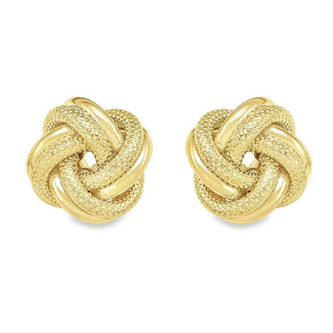 14K, 18K Yellow Gold Patterned Love Knot Earring