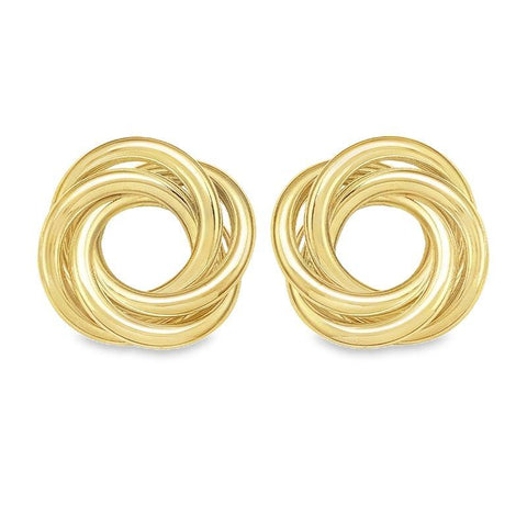 14K Yellow Gold Love Knot Stud Earrings