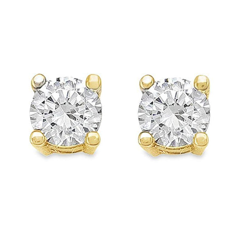 10K Yellow Gold 4mm CZ Stud Earrings