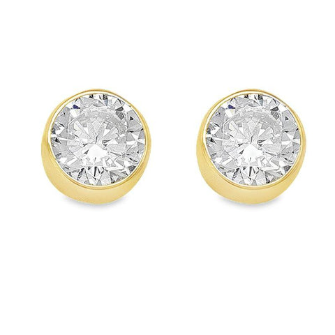 10k Yellow Gold 5mm CZ Bezel Stud Earrings