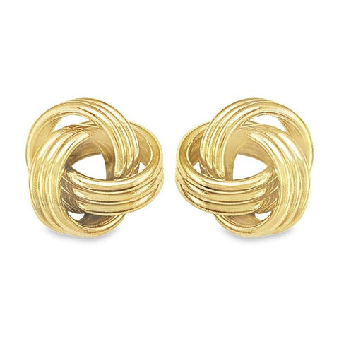 Love Knot Stud Earrings in Solid 10K Yellow Gold