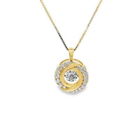 14K Yellow Gold 1.05TDW Lab Grown Diamond Dancing Pendant