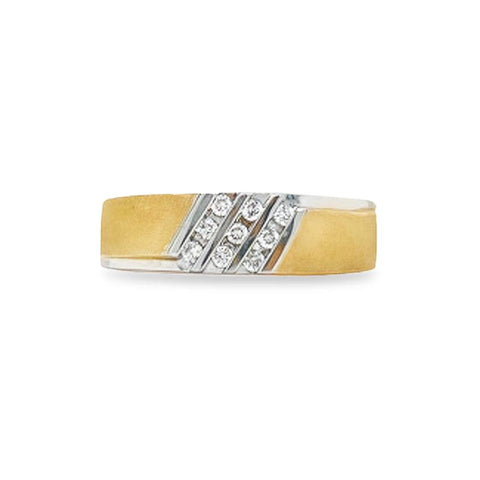 10K Yellow Gold 0.15TDW Men's Diamond Wedding Band With Sand Blast Finish