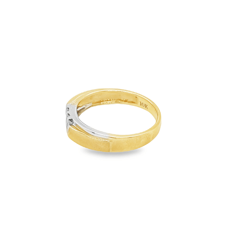 10K Yellow Gold 0.10TDW Women's Diamond Wedding Band With Sand Blast Finish