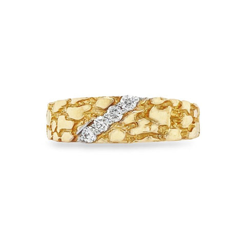 10K Yellow Gold 0.11TDW Nugget Style Women's Diamond Band