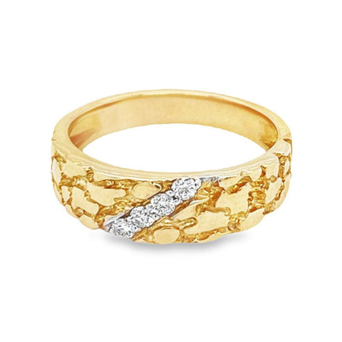 10K Yellow Gold 0.11TDW Nugget Style Womens Diamond Band